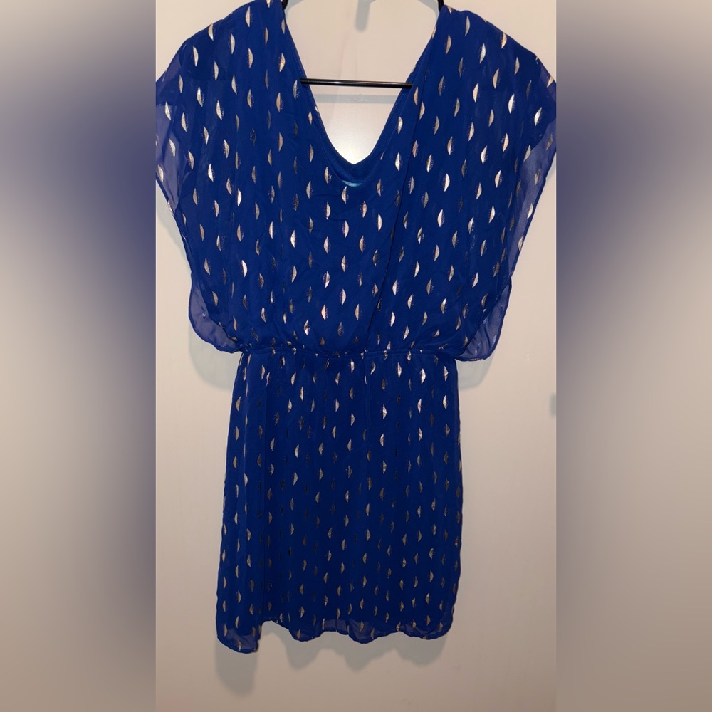 Francesca's Collections Blue Flutter Sleeve Tunic